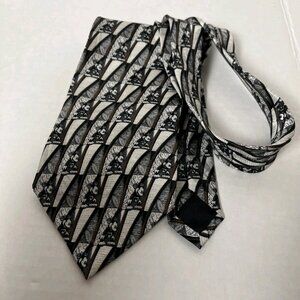 Disney Mickey Mouse 100% Silk Necktie • Black & White Pattern • Fun Tie